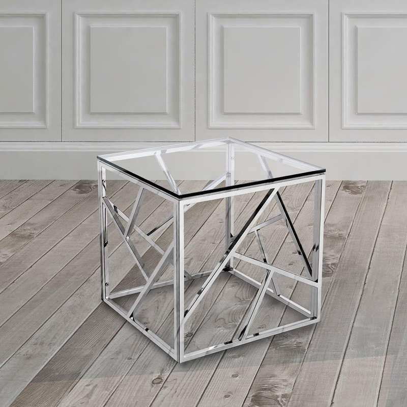 Cyprus Side/ End Table- Grey, Transparent
