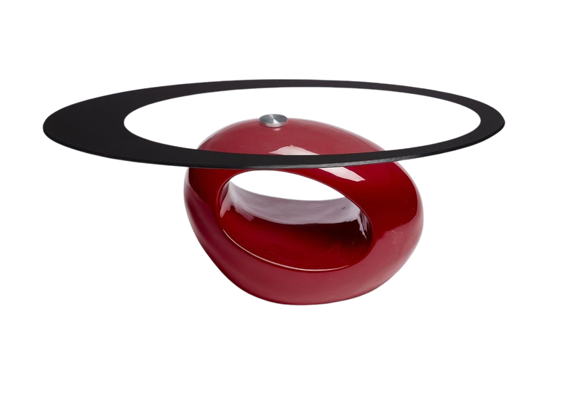 Coffee Tables - Oval Tempered Glass - Red