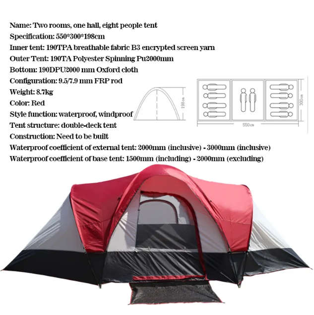 6-Person Outdoor Double-Layer Camp Tent