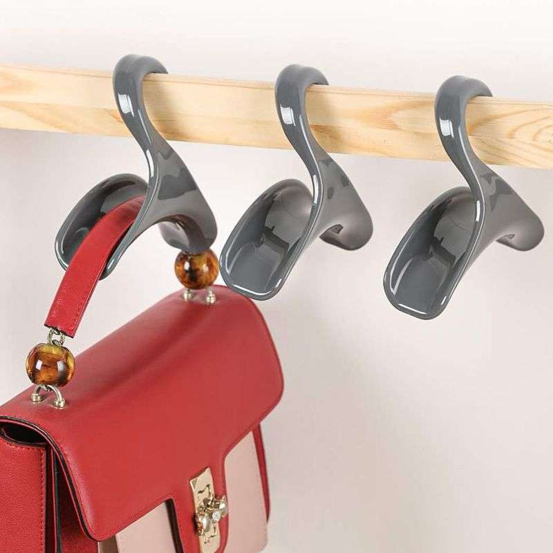 DHAO 5 Pack Heavy Duty Self Adhesive Hooks With Purse Hanger Hook - White