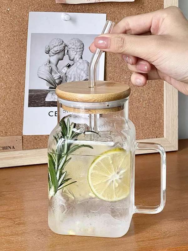Drinking Glass with Straw 450ml