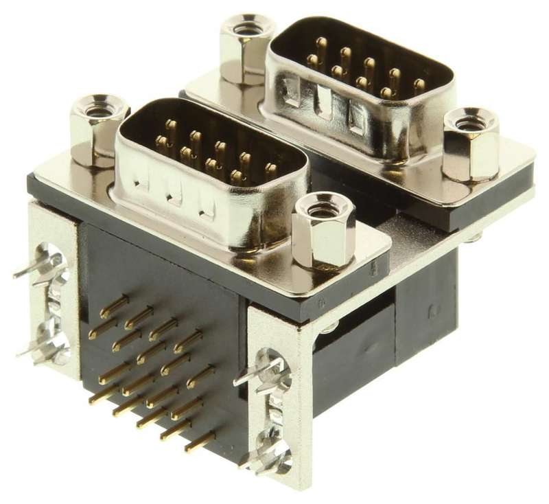 Norcomp (178-009-613R571) Stacked D Sub Connector, Dual Port, 9 Contacts