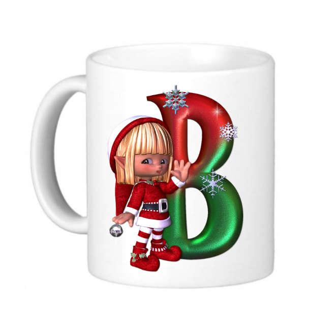 Christmas Elf Monogram - Letter B - Coffee Mug