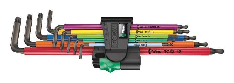 Wera (967/9 TX XL MULTICOLOUR 1) Key Set, Torx, L Key, T8 - T40, 9 Piece