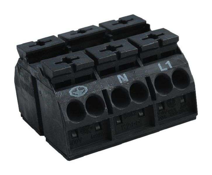Wago (862-1503) Panel Mount Barrier Terminal Block, 2 Row, 3 Ways