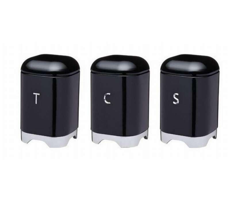 Bread Bin And Canister Set - Black