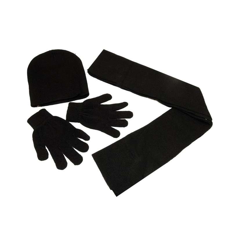 Beanie Scarf and Gloves Combo - Black