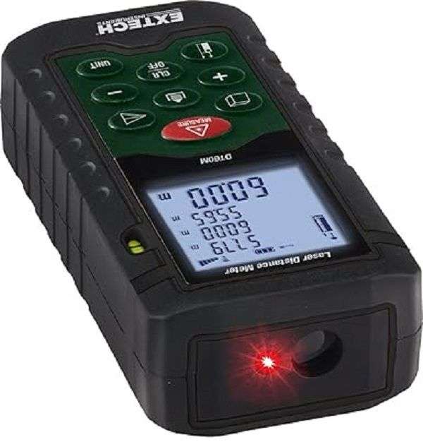 Extech (DT60M) Laser Distance Meter, 0.05m to 60m, LCD, 2 x AAA