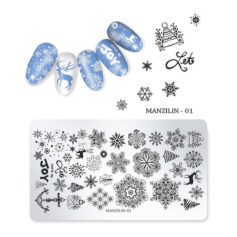 5 Sheet Nail Stamping Plate Set With Stamp And Scraper - No.1