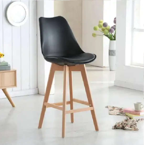 Modern and Stylish Padded Bar Stool - Black