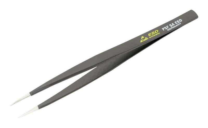 Wiha (44523) Tweezer, ESD, Straight, Round, Stainless Steel, 125 mm