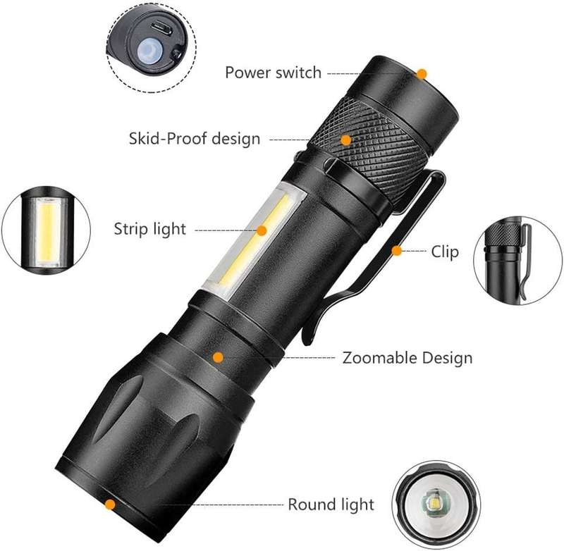 Aluminium Alloy USB Rechargeable Mini Torch with Zoom Function (2 Pack)
