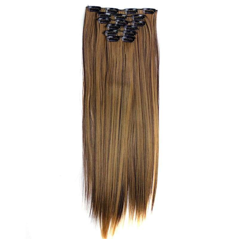 6 Pcs 16 Clips 23inch Straight Wig Hair Extensions For Women