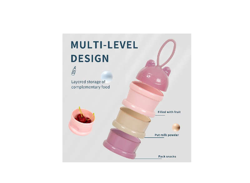 3 Layers portable baby milk powder formula dispenser storage case box