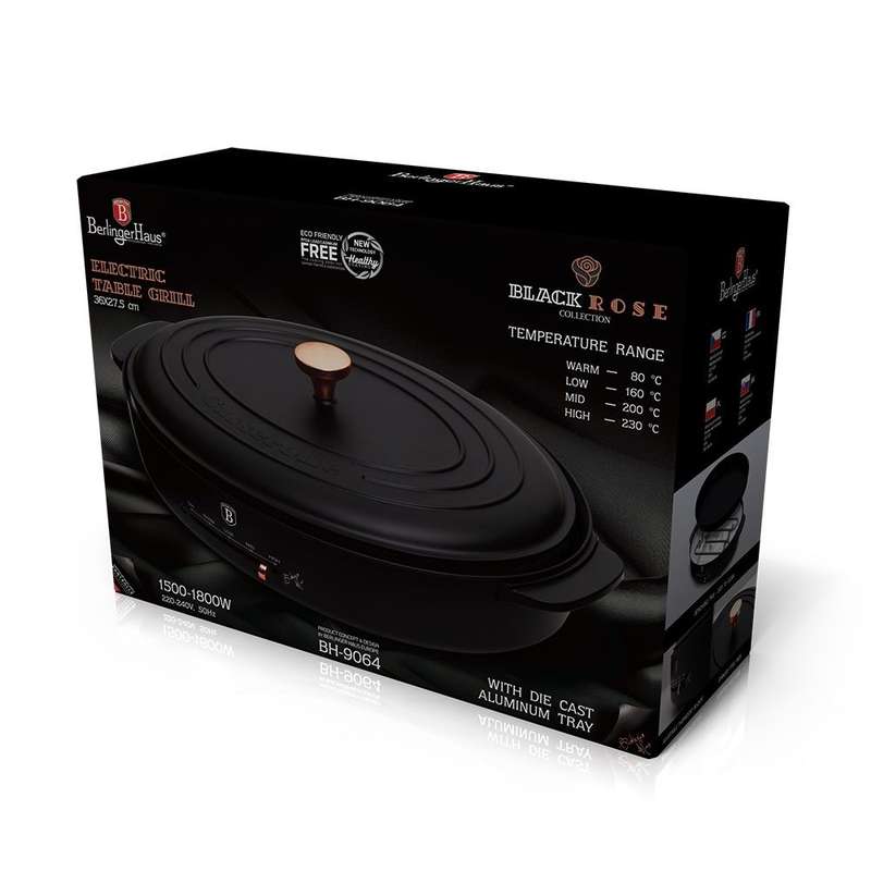 Berlinger Haus 1800W Electric Table Grill - Black Rose Collection