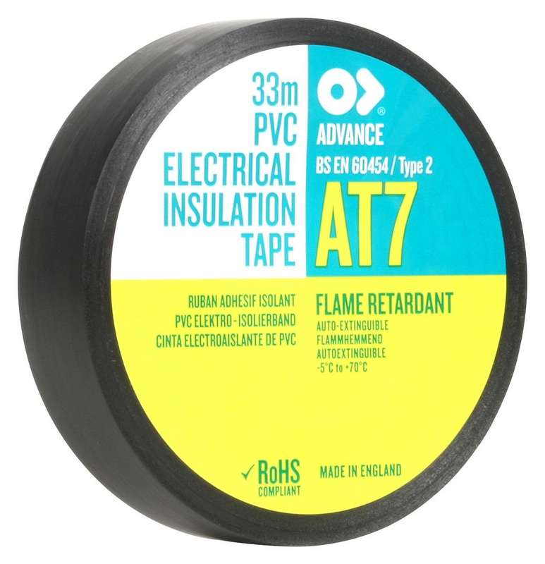 Advanced Tapes (AT7 BLACK 33M X 19MM) Insulation Tape, 19 mm x 33 m