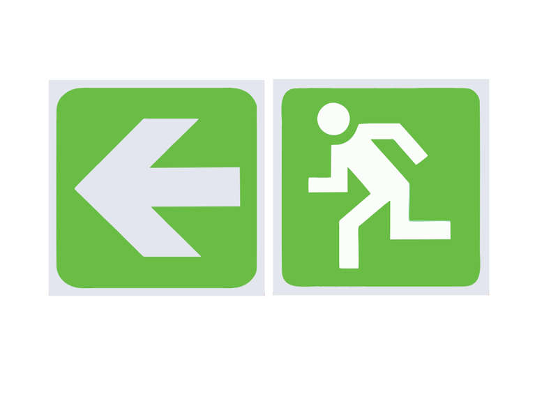 Safety Signs - Running Man and Direction Arrow - Left