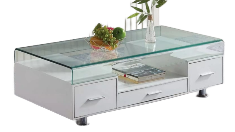 Coffee Tables - Tempered Glass Top - White Colour