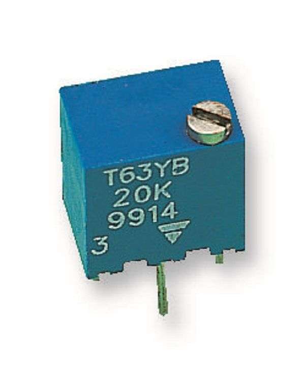Vishay (T63YB102KT20) Trimpot, Multi Turn, Cermet, Top Adjust, 1 kohm