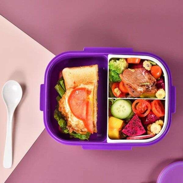 3 compartment 900ml Plastic lunch box with 350ml Water Bottle Set