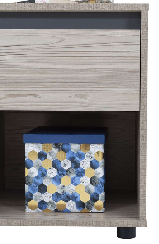 Nightstand End Table with Open Shelf - Brown, Grey