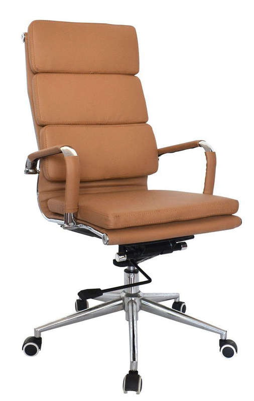 Office Chairs -PU Leather High Back Executive - Camel (Brown) Colour