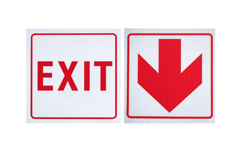 Exit Safety Sign And Directional Arrow - ABS Sign Boards - 29 cm