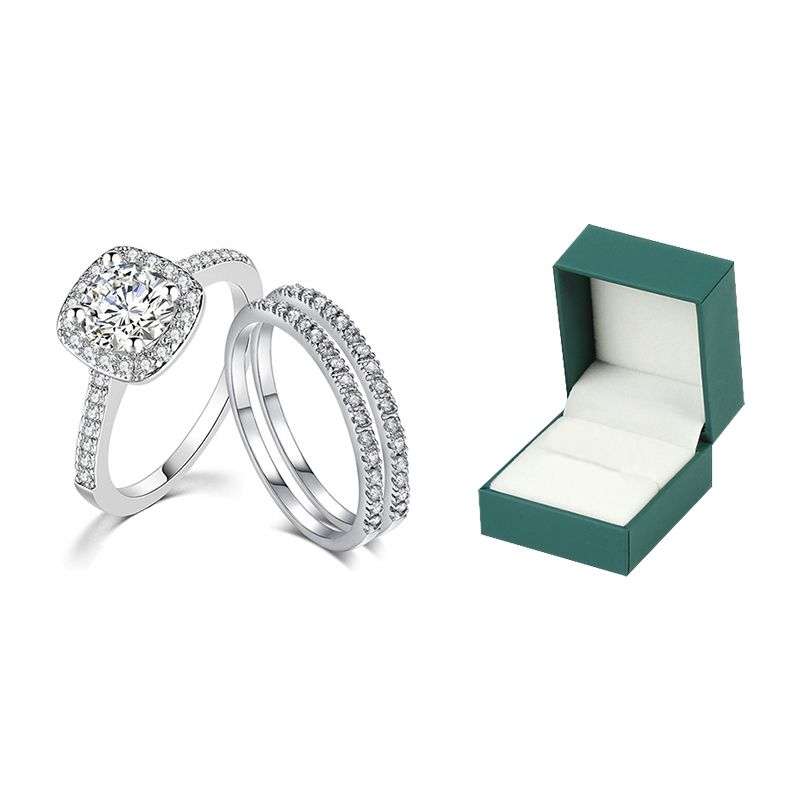 Wedding Rings for Women Princess Engagement Ring Set - 6