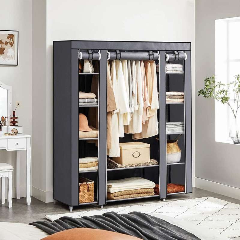 Wardrobe Portable for Bedroom Clothes Rail Non-Woven Fabric Cover