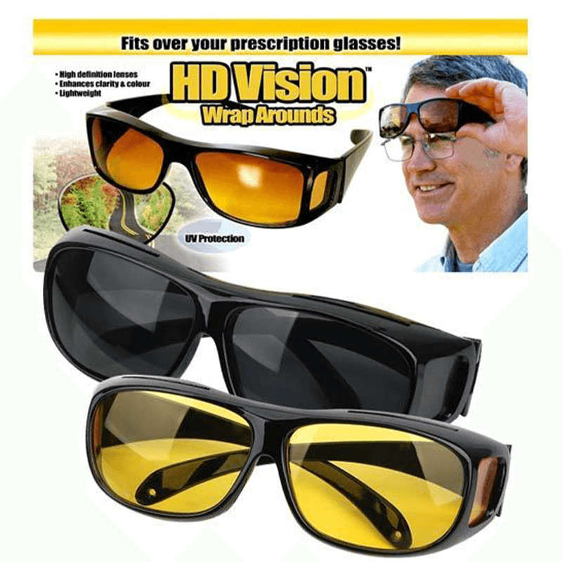 HD Vision Wrap Around Glasses High Definition Lenses Enhances Clarity