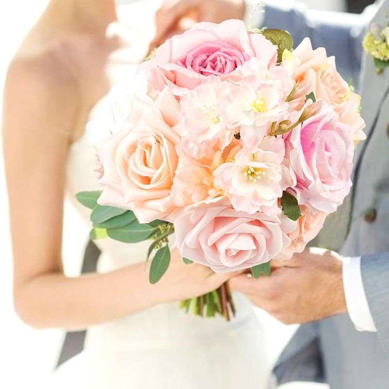 Pink Artificial Flowers Combo Wedding Bouquets Decorations