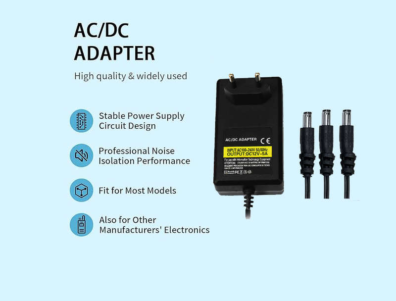 3-Way 12V 5A Power Supply Adapter  DC Power Splitter for CCTV Camera, DVR, NVR, LED Lights & E...
