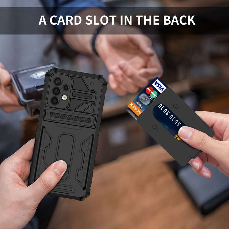 Sliding Hidden Wallet Kickstand Shockproof Heavy Duty Protective Case For Samsung A52