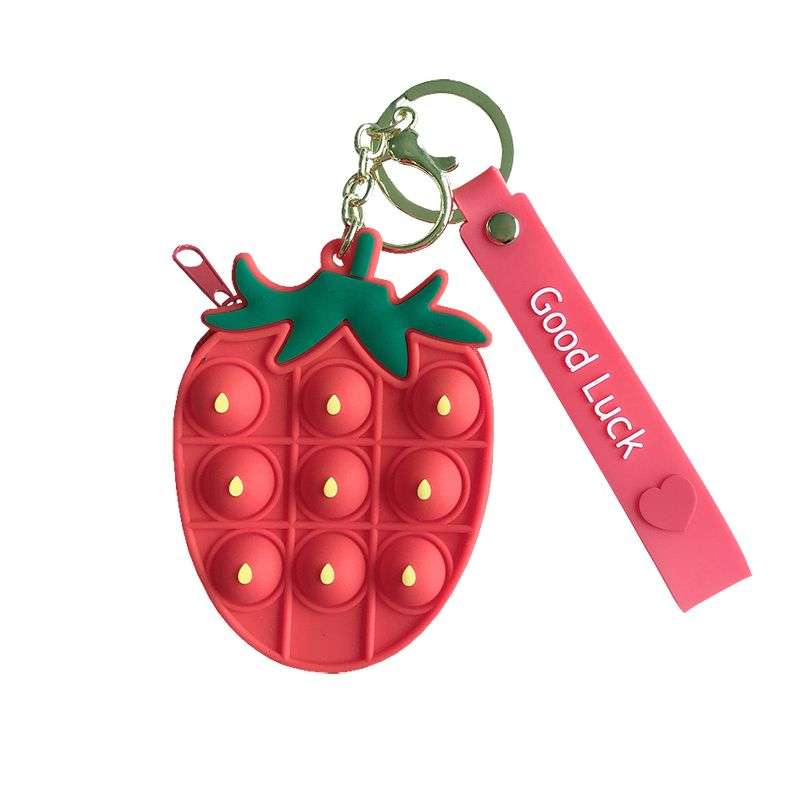 Mini Coin Purse Push Bubbles Fidget Toys For Adults Boys Girls - Strawberry
