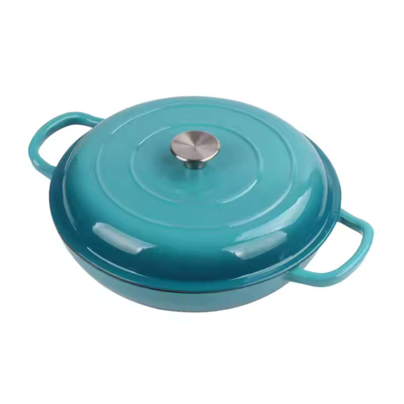 Cast Iron Round Casserole Dish - Green