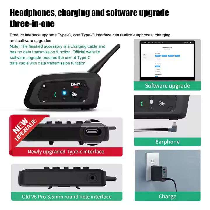 V6 Pro Motorcycle Helmet Bluetooth Headset Helmet Intercom System
