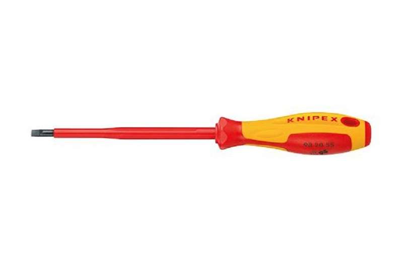 knipex (98 20 55 SL) Screwdriver, Slotted, Insulated, Slim, 5.5 mm Tip