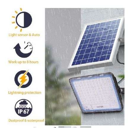 Ecomlight-400W Solar Powered LED Flood Light With Panel & Remote- 4 Pack