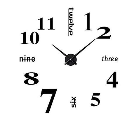 Analogue Wall Clock DIY Modern Large 3D Framless Stickers