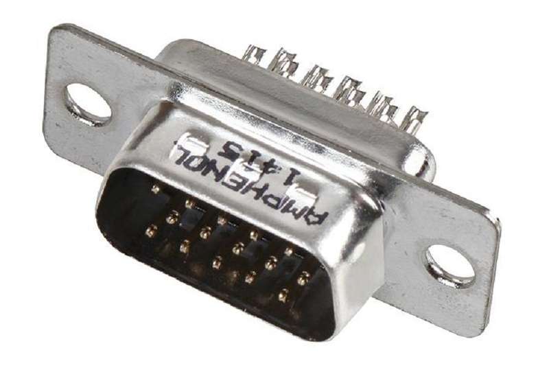 Amphenol (L717HDE15P) D Sub Connector, High Density, Plug, HD, 15 Contacts