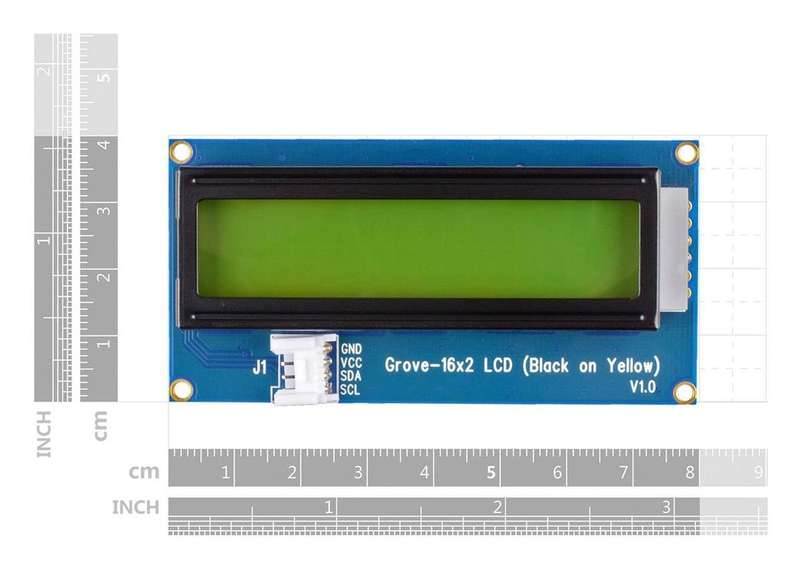 Seeed Studio (104020113) LCD Board, Cable, 16x2, Black on Yellow