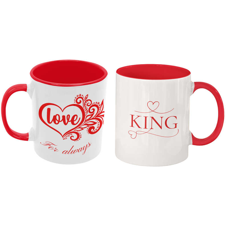 King Love Mug  Romantic Ceramic Coffee Cup with Red Heart Design | Gift from Kids or Partner |...