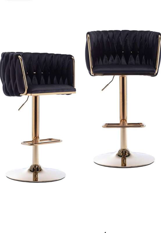 Velvet Woven Bar Stool - Black