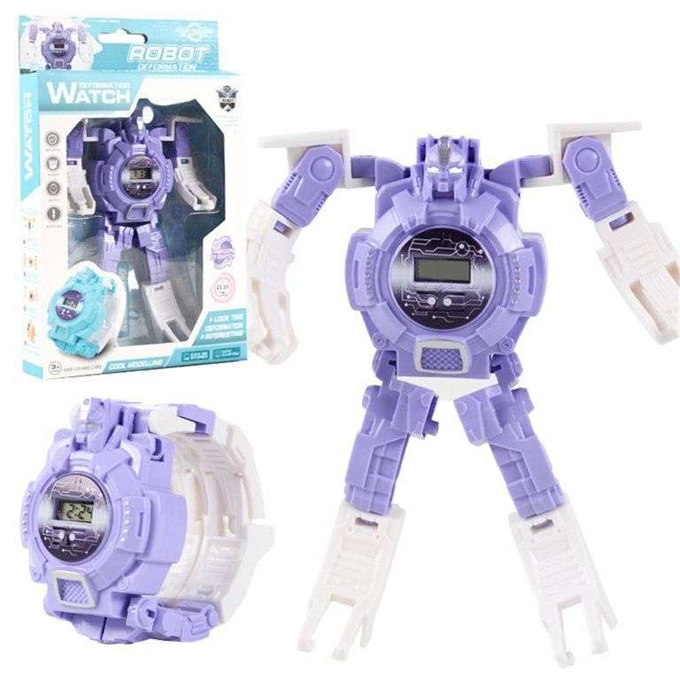Deformation Robot Action Transformation Wristwatch Toy Kids Robot Watch - Purple/Orange