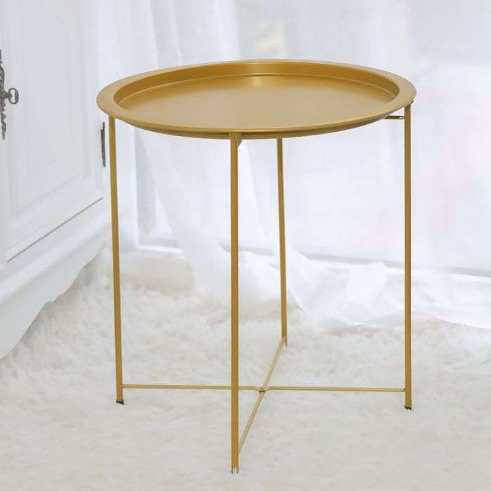Metal Side Table Round Coffee Table Folding End Table Sofa Table