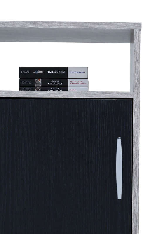 Modern Pedestal/Nightstand - 1-Drawer and 1-Shelf - Brown, Black