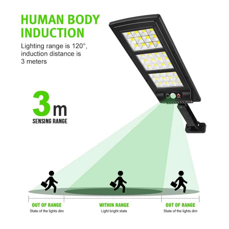 Motion Sensor Solar Powered Street Light Remote Control Street Lamp