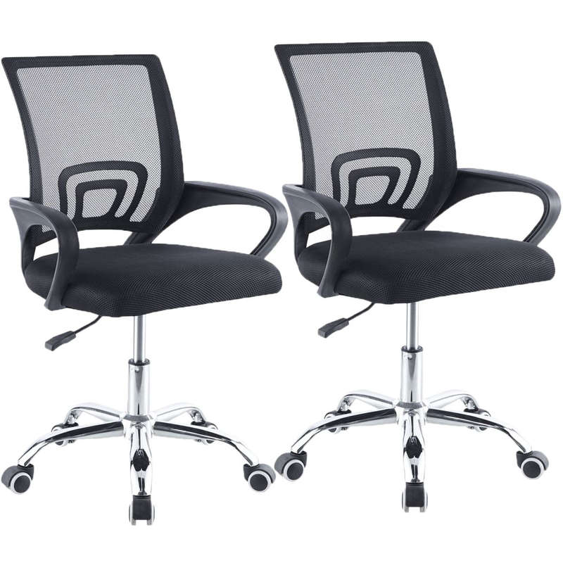 Office Chairs - Mesh Fabric Mid-Back -2 Pack -Black Colou