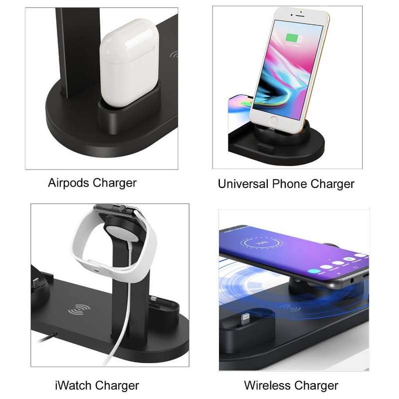Multi-Function Charging Stand for Phones Watch Aiprpods Charger Dock - Black