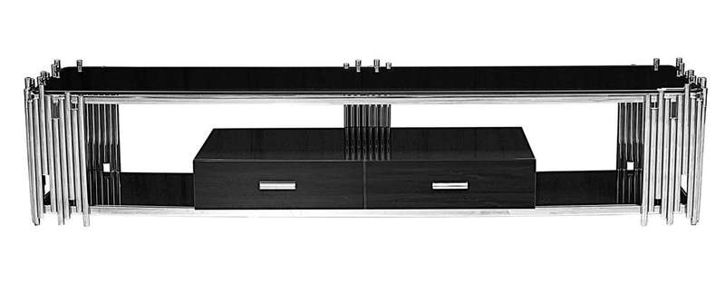 Smart TV/ Plasma Stands - Tempered Glass Top - Wooden Drawers - Silver